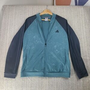Adidas Jacket Womens Large Floral Track‎ Full Zip Athletic Three Stripes